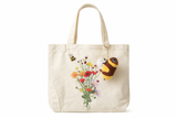 Bee Tote with a bee charm Organic Cotton Made in the USA