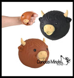 Soft Highland Cow Head Animal Stress Balls - Air Filled