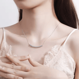 Alibaba Merry Shine Necklace sterling silver Moissanite Diamond Curved Bar Necklace .9ctw Sterling SIlver