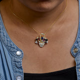 Bids.com Accessories Yellow.Gold / 1.1 18K Yellow Gold 1 1/10 Cttw Diamond and Mixed Gemstone Floral Bouquet Pendant and Brooch Pin (G-H Color, VS1-VS2 Clarity)