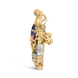 Bids.com Accessories Yellow.Gold / 1.1 18K Yellow Gold 1 1/10 Cttw Diamond and Mixed Gemstone Floral Bouquet Pendant and Brooch Pin (G-H Color, VS1-VS2 Clarity)