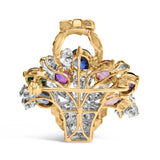 Bids.com Accessories Yellow.Gold / 1.1 18K Yellow Gold 1 1/10 Cttw Diamond and Mixed Gemstone Floral Bouquet Pendant and Brooch Pin (G-H Color, VS1-VS2 Clarity)