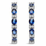 Bids.com Earrings White.Gold / 0.252 14K White Gold 4x3mm Oval Blue Sapphire and 1/4 Cttw Diamond Alternating Hoop Earring (I-J Color, SI2-I1 Clarity)