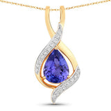 Bids.com Pendants 2.75 Carat Genuine Tanzanite and White Diamond 14K Yellow Gold Pendant