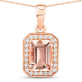 Bids.com Pendants size 18.00 1.51 Carat Genuine Morganite and White Diamond 14K Rose Gold Pendant
