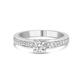 Bids.com Rings 7 / White.Gold 14K White Gold 1/2 Cttw Diamond Solitaire Pave Set Engagement Ring (G-H Color, VS2-SI1 Clarity) - Size 7