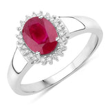 Bids.com Rings size 6.00 1.55 Carat Genuine Ruby and White Diamond 14K White Gold Ring