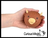 Soft Highland Cow Head Animal Stress Balls - Air Filled