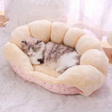 Cozy Kawaii Pet Beds 1 2-in-1 Winter Warm Cat House Bed (Up to 23.6 in) - Convertible Sofa/Basket for Dogs & Cats