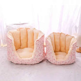 Cozy Kawaii Pet Beds 1 2-in-1 Winter Warm Cat House Bed (Up to 23.6 in) - Convertible Sofa/Basket for Dogs & Cats