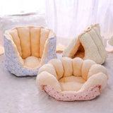 Cozy Kawaii Pet Beds 1 2-in-1 Winter Warm Cat House Bed (Up to 23.6 in) - Convertible Sofa/Basket for Dogs & Cats