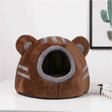 Cozy Kawaii Pet Beds 1 Brown / S Kawaii Bear Head Cat Bed (Up to 16.9 in) - Cozy Cave Winter Self Warming Kitten Nest