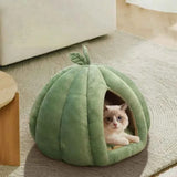 Cozy Kawaii Pet Beds 1 Cute Pumpkin Cat Bed (Up to 19.7 in) - Winter Warm Flannel Kitten Puppy Nest