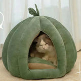 Cozy Kawaii Pet Beds 1 Cute Pumpkin Cat Bed (Up to 19.7 in) - Winter Warm Flannel Kitten Puppy Nest
