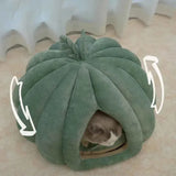 Cozy Kawaii Pet Beds 1 Cute Pumpkin Cat Bed (Up to 19.7 in) - Winter Warm Flannel Kitten Puppy Nest
