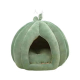 Cozy Kawaii Pet Beds 1 Cute Pumpkin Cat Bed (Up to 19.7 in) - Winter Warm Flannel Kitten Puppy Nest