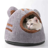 Cozy Kawaii Pet Beds 1 Grey / S Kawaii Bear Head Cat Bed (Up to 16.9 in) - Cozy Cave Winter Self Warming Kitten Nest
