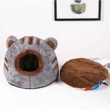 Cozy Kawaii Pet Beds 1 Kawaii Bear Head Cat Bed (Up to 16.9 in) - Cozy Cave Winter Self Warming Kitten Nest