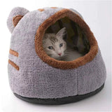 Cozy Kawaii Pet Beds 1 Kawaii Bear Head Cat Bed (Up to 16.9 in) - Cozy Cave Winter Self Warming Kitten Nest