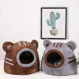Cozy Kawaii Pet Beds 1 Kawaii Bear Head Cat Bed (Up to 16.9 in) - Cozy Cave Winter Self Warming Kitten Nest