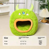 Cozy Kawaii Pet Beds 1 Kawaii Cartoon Monster Pet Bed (Up to 18.9 in) - Fully Enclosed Cat House Winter Warm