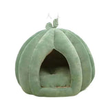 Cozy Kawaii Pet Beds 1 S Cute Pumpkin Cat Bed (Up to 19.7 in) - Winter Warm Flannel Kitten Puppy Nest