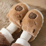 Kawaii Capybara Cotton Slippers - Women's Indoor Slides & Non-Slip Home Shoes