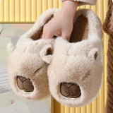 Cozy Kawaii Slippers 1 Kawaii Capybara Cotton Slippers - Women's Warm Fur Indoor Slides & Non-Slip Home Shoes