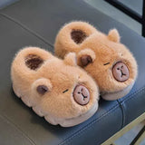 Cozy Kawaii Slippers 1 Light Coffee / EU 24-25: 6.1 inches Kawaii Capybara Cotton Slippers - Kids Soft Warm Non-Slip Indoor Shoes
