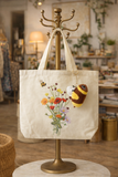 Bee Tote with a bee charm Organic Cotton Made in the USA
