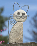 Faire- Ancient Graffiti garden statue Whiskered River Stone Cat