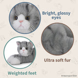 FAIRE - Bearington Plush Animals Plush Floppy Tabby Cats! Gray, Brown or Orange Tabby Kitty Cats Lifelike-Bearington Collection