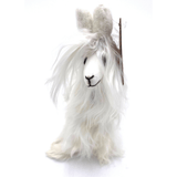 Faire-Blossom Inspirations Stuffed Animals White Alpaca Plushie Handmade with Suri Wool Adorable Realistic
