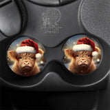 Faire-Dark Horse Dream Designs car coaster Christmas Baby Highland Cow Ceramic Car Coaster
