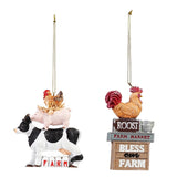 Faire-Evergreen Enterprises Farm animal ornaments Resin Farm Animal Ornaments Pig Cow Rooster Stack & Bless Our Farm Rooster