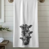 Faire-Fernville Creations towel Bath Rustic Cow Design Farmhouse Hand or Bath Towel Handmade in the USA