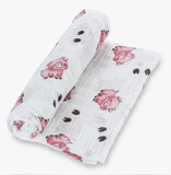 Faire-LollyBanks LollyBanks Swaddle blanket set Farm Scene Set of Muslin Swaddle Blankets by LollyBanks- Pig, Cow, Tractor