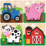 Faire-Masterpieces Puzzles Farm Chunky Wood Puzzles - Kids 4 Pack-Farm, Dinosaur & Garden Bugs