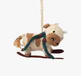 Faire-Melange Cow Knit Ornament Light Skiiing Cow or Holstien Cow Handmade Knit Ornaments from Peru