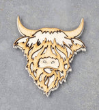 Faire: The Country Roost Highland Cow Magnet Handmade in the USA Wood look