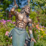 Faire- Zaer Ltd. International garden statue 48" Merman Garden Statue Throwing Trident- Antique Bronze