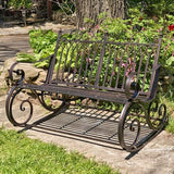 Iron Outdoor Rocking Chair Double or Single White or Bronze Beautiful! - Bench Bronze