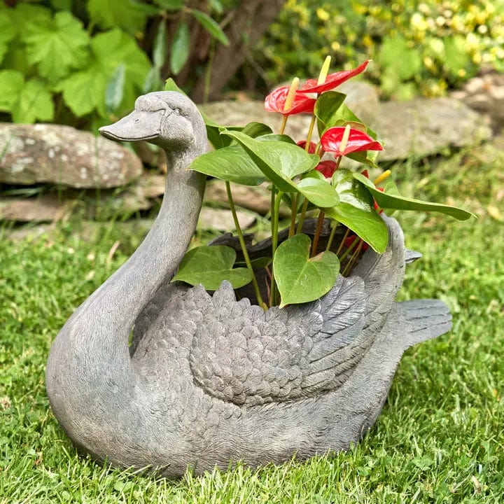 swan pot plant holder Magnesium Swan Planter Set of 2
