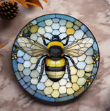 Fernville Creations 3.6-Inch Glossy Fernville Creations - Bee Coaster, Bee Keeper Gift, Nature Inspired Home Decor