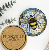 Fernville Creations 3.6-Inch Glossy Fernville Creations - Bee Coaster, Bee Keeper Gift, Nature Inspired Home Decor