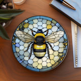 Fernville Creations 3.6-Inch Glossy Fernville Creations - Bee Coaster, Bee Keeper Gift, Nature Inspired Home Decor