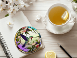 Fernville Creations 3.6 Inch Glossy Fernville Creations - Hummingbird Printed Stained Glass Ceramic Coaster