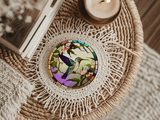 Fernville Creations 3.6 Inch Glossy Fernville Creations - Hummingbird Printed Stained Glass Ceramic Coaster