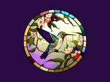 Fernville Creations 3.6 Inch Glossy Fernville Creations - Hummingbird Printed Stained Glass Ceramic Coaster