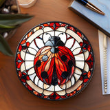 Fernville Creations 3.6 Inch Glossy Fernville Creations - Nature Inspired Ceramic Coaster with Cork Back